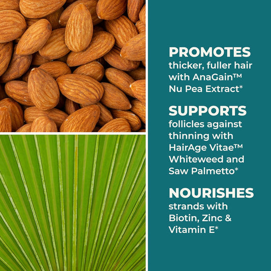 LifeSeasons Hair Gro-R - Clinically Studied Ingredients - Support Thickness Growth & Less Thinning - Reduce Hair Loss & Encourage Regrowth - Biotin Zinc Selenium & AnaGain Nu Pea Extract - 60 Capsules